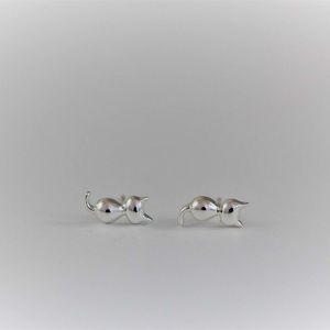 925 Sterling Silver Cat Earrings Cute Animal Stud Jewelry Gift for Women